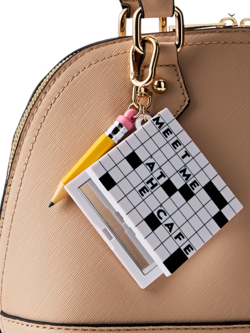 Bath & Body Works Crossword Puzzle with Mirror Bag Charm Keychain